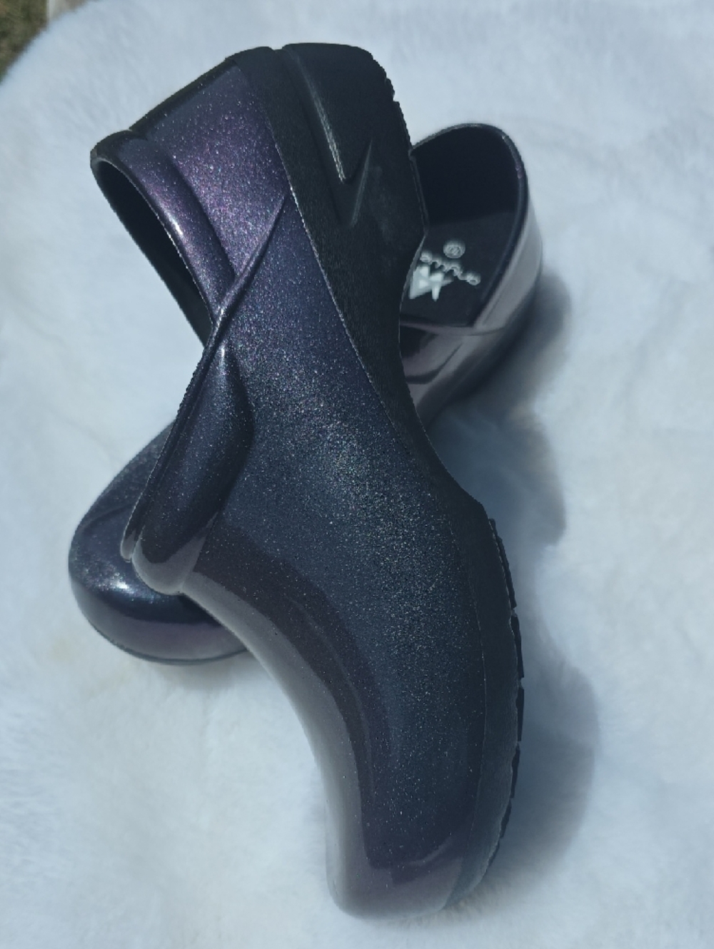 Healthcare Professional Closed Back Clog Holographic Purple Green Slip Resistant